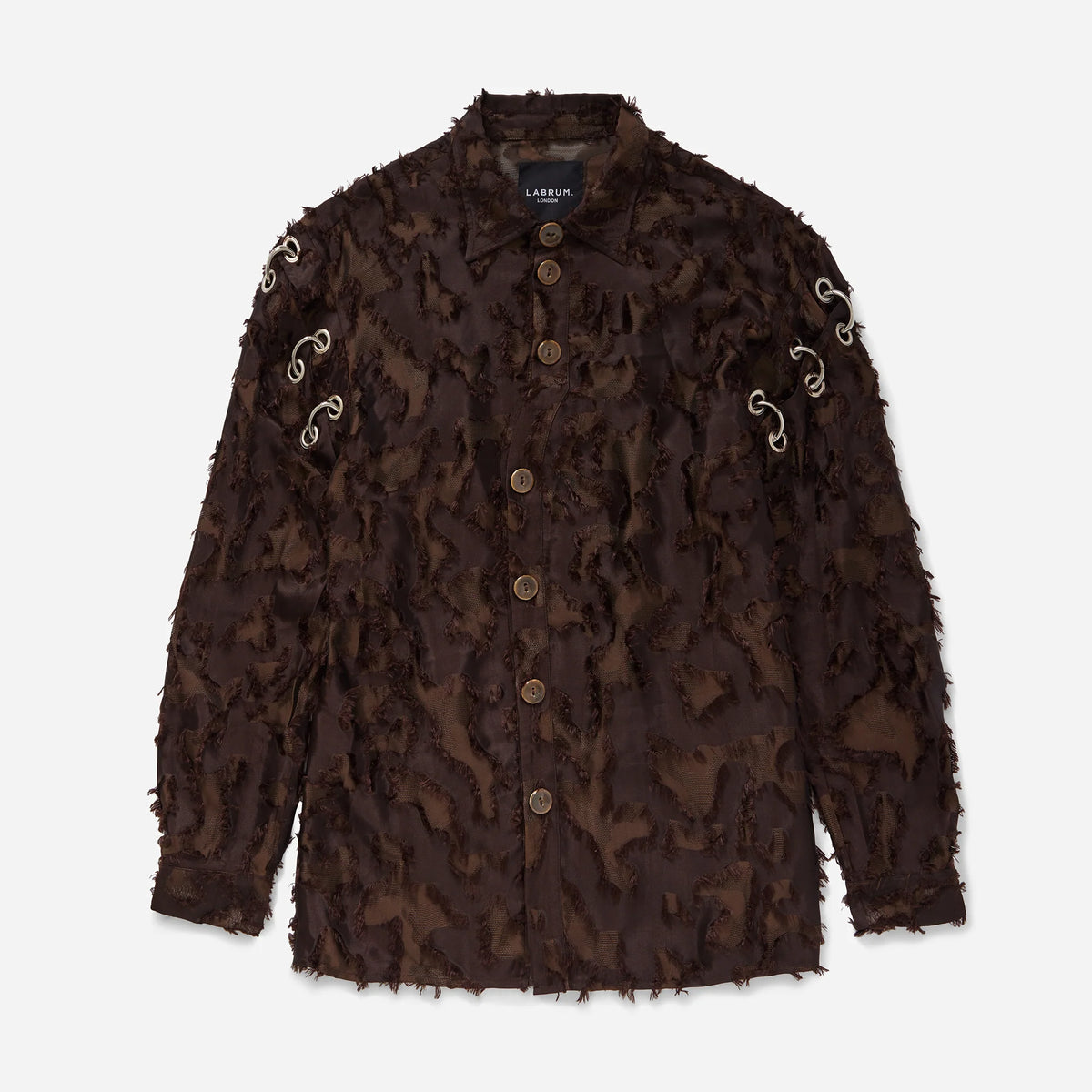 BROWN CAMO EYELET SHIRT
