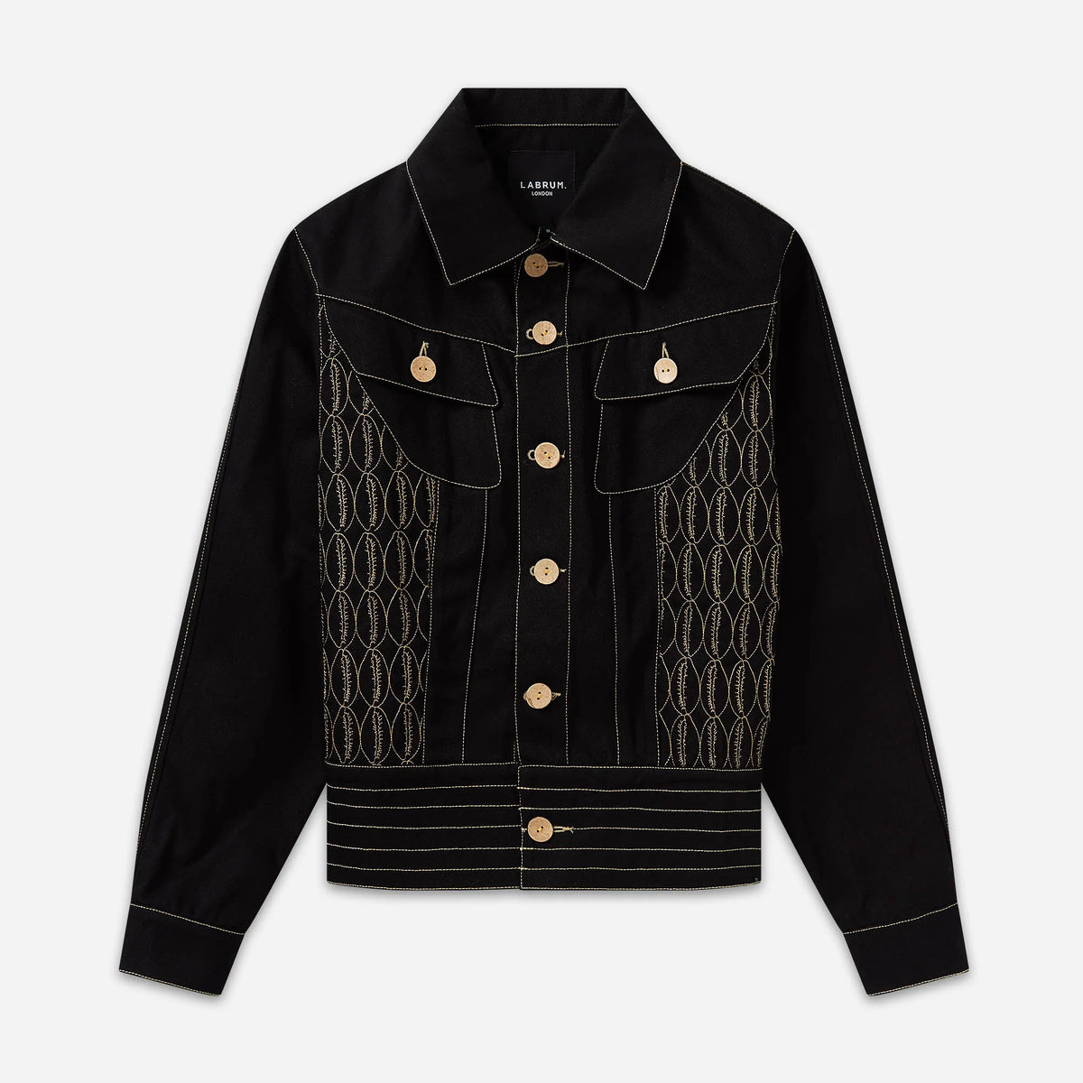 MONOGRAM EMBROIDERED WORK DENIM JACKET